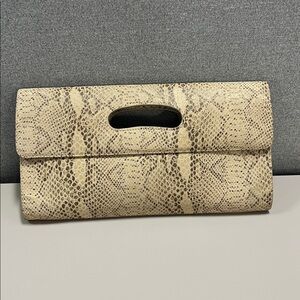 Hobo Leather Snakeskin Print Clutch Bag